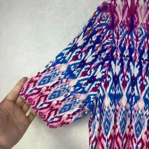 Chico’s‎ Pastel Ikat Print Keyhole Jersey Knit Shift Dress Size 2P/PL - Picture 7 of 12